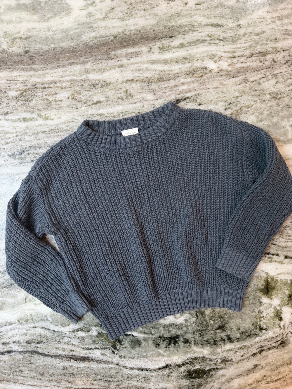 5T Chunky Crewneck Sweater in Slate Gray